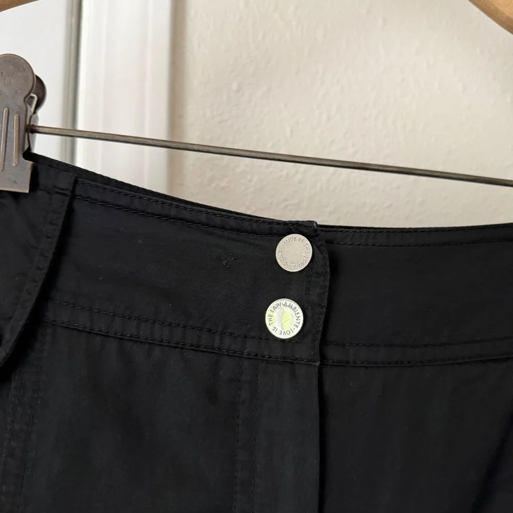 AMBIENTE black cargo slim straight leg lagenlook cropped‎ pants